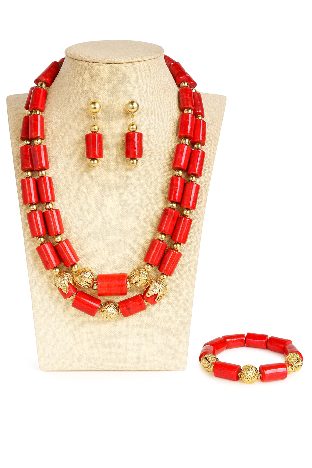 Women Red Traditional Bead Set